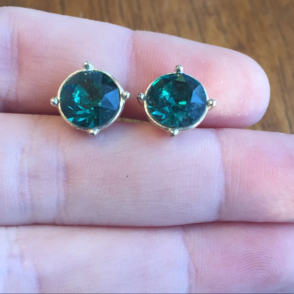 Green gem earrings